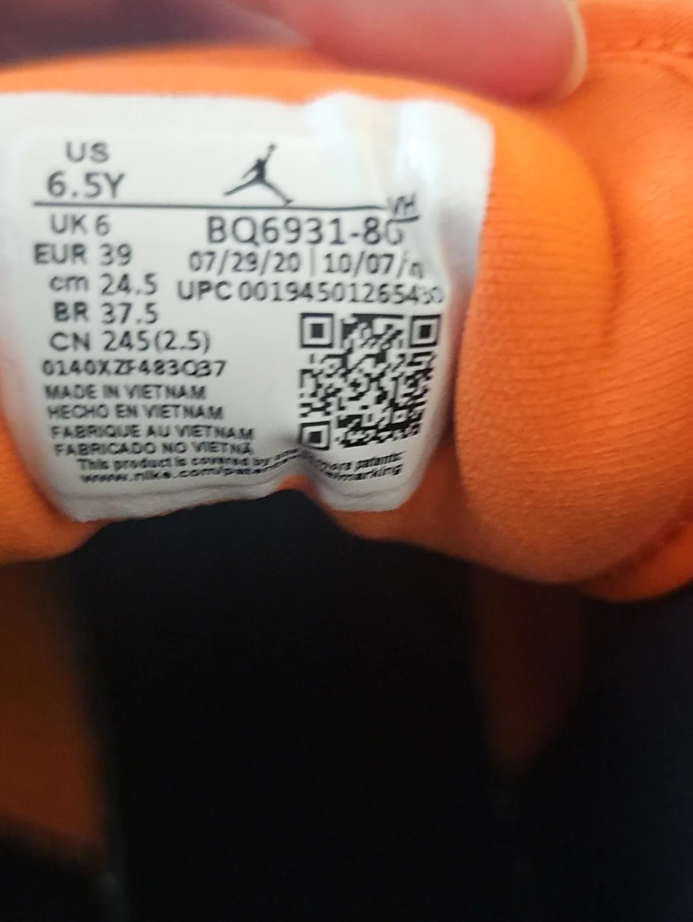 Nike Air Jordans Kids Orange and White High-Top Sneakers